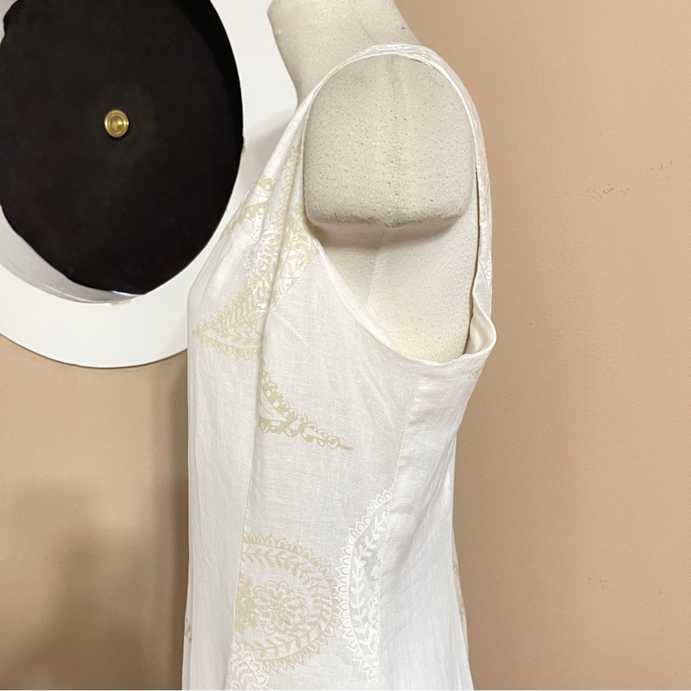 Liz Claiborne Ivory Linen Trumpet Dress | 12 | Lined & Chic Paisley Print - Picture 4 of 15